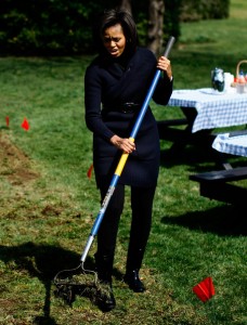 Michelle Obama in White House vegetable garden